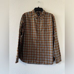 NWT Prana Los  Feliz Flannel Shirt in orange Pecan Pie Sz M